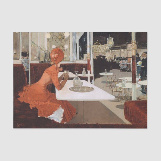 Papier Mousseline Lungren Dans Le Café Peinture (Recto)