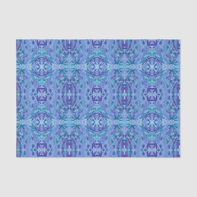 Papier Mousseline Lupine Fleur Bohême Boho Arabesque Motif Bleu (Recto)