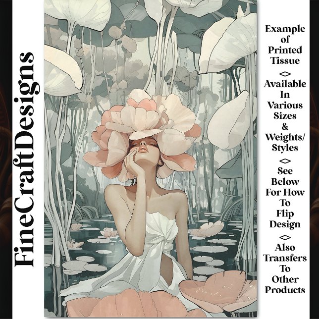Papier Mousseline Lush Botanical Goddess Corail, Blush CC2 Découpage (Créateur téléchargé)