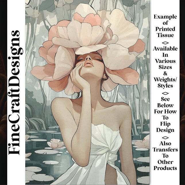 Papier Mousseline Lush Botanical Goddess Corail, Blush CC3 Découpage (Créateur téléchargé)
