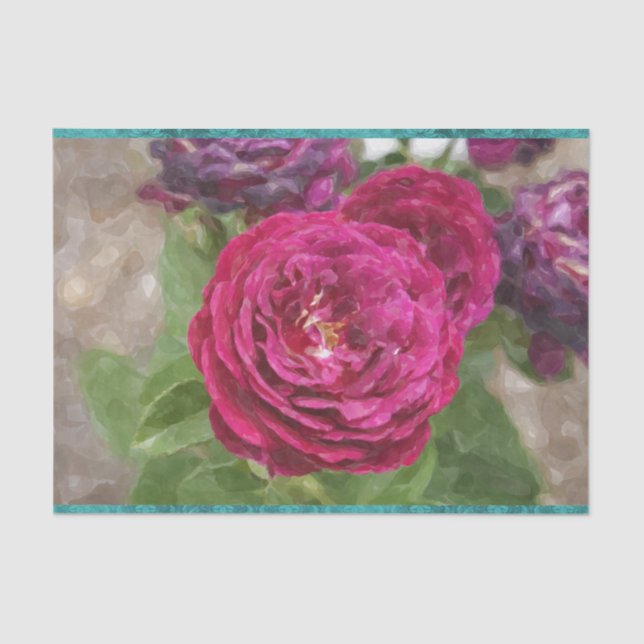Papier Mousseline Lush Roses Fuschia Pink Red Magenta Tissue Paper (Recto)