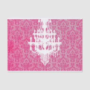Papier Mousseline Lustre Silhouette et Damas rose