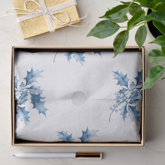 Papier Mousseline Lutins de Noël bleus (Cadeau)