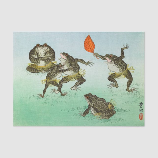 Papier Mousseline Lutte contre les grenouilles par Ohara Koson (Recto)