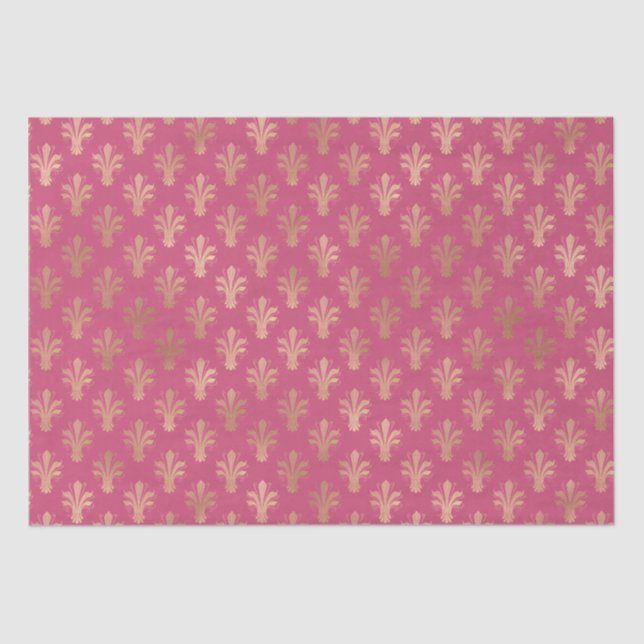 Papier Mousseline Lux Gold Fleur de Lis et Raspberry Sorbet (Recto)