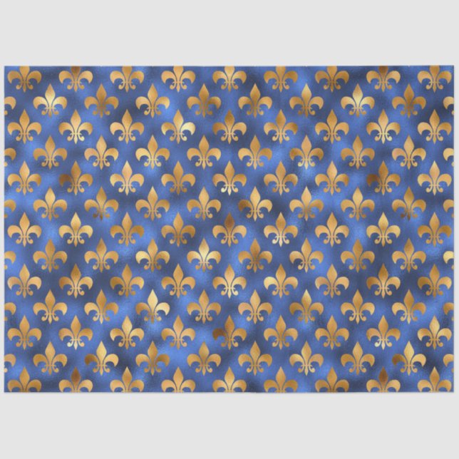 Papier Mousseline Luxe Blue and Gold Series Design 19 (Recto)