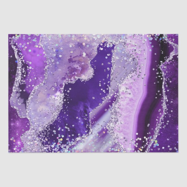Papier Mousseline Luxe Gemstone Marble Purple Glitter Agate (Recto)