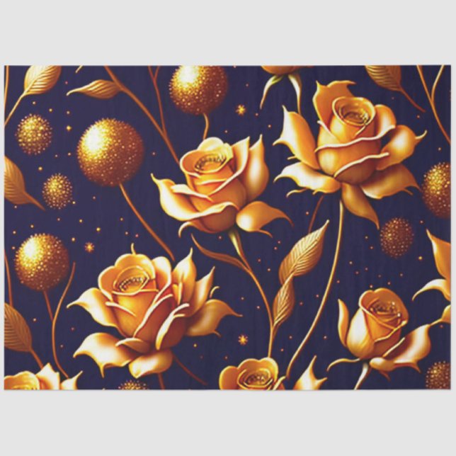 Papier Mousseline Luxe Gold Boho Rose Collection moderne (Recto)