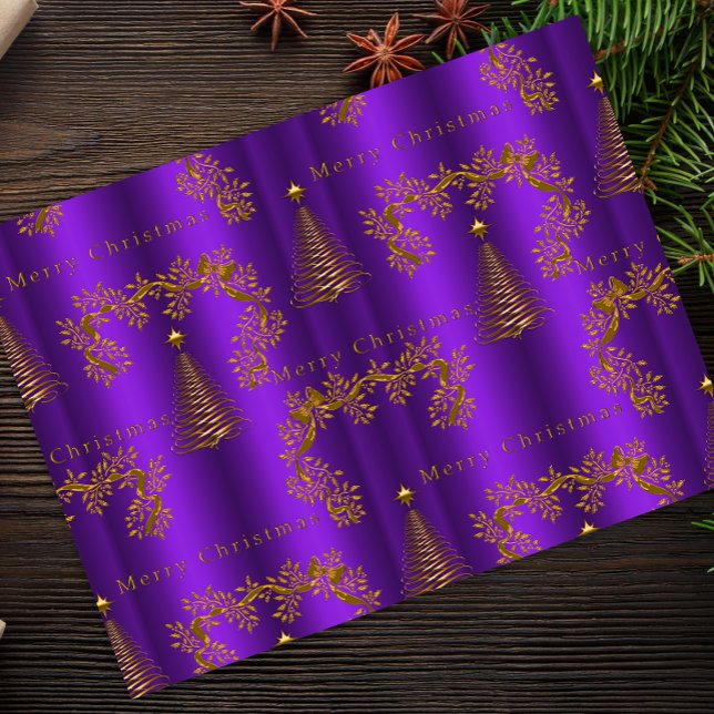 Papier Mousseline Luxe Purple et Gold Christmas (Créateur téléchargé)