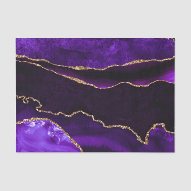 Papier Mousseline Luxe Purple Gold Parties scintillant Agate Joyeux  (Recto)