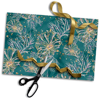 Papier Mousseline Luxe sous-marine | Turquoise et Gold Ocean Sea Lif