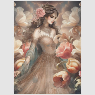 Papier Mousseline Luxueuse Beauté Ethérée & Flore De Style Baroque