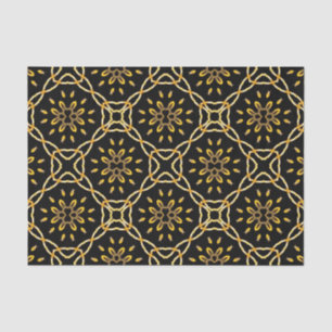 Papier Mousseline Luxueux Gold Black Marocain Arabesque Motif