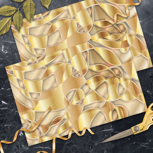 Papier Mousseline Luxueux Gold Metallic Collage Art Composition (Créateur téléchargé)