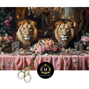 Papier Mousseline Luxueux Lion Banquet Rose Floral Table