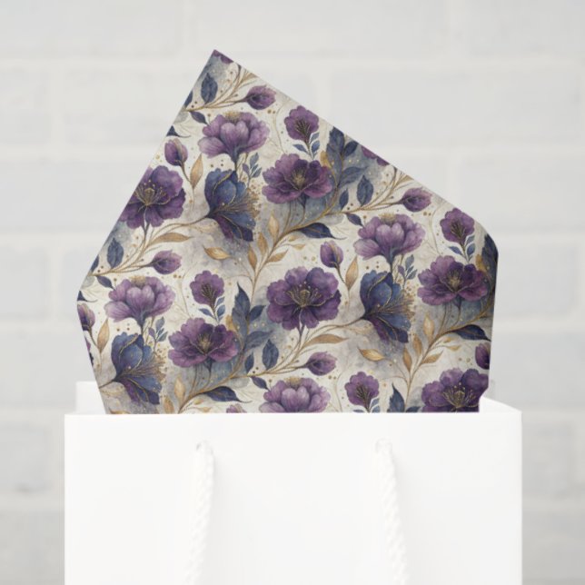 Papier Mousseline Luxury alcohol ink floral tiled pattern (Sac cadeau)