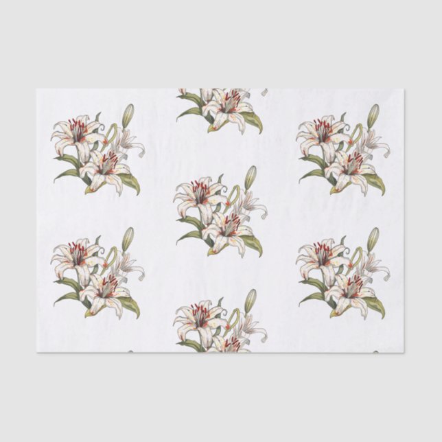 Papier Mousseline Lys De La Vallée. Encre de lièvre orange en florai (Recto)