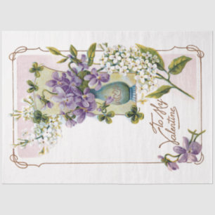 Papier Mousseline Lys et violets vintages Valentine