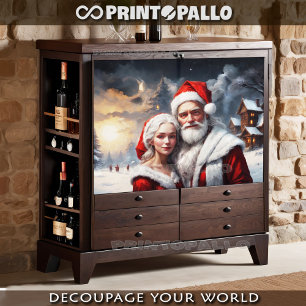 Papier Mousseline M. et Mme Claus dans le paysage de neige de Noël