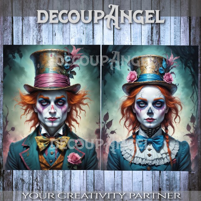 Papier Mousseline M. et Mme Mad Hatters Découpage (Créateur téléchargé)