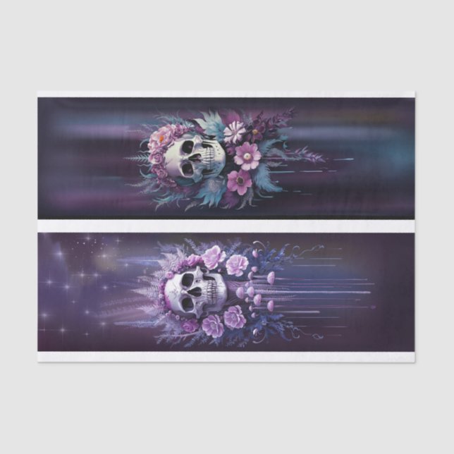 Papier Mousseline Macabre de minuit, étonnant crâne gothique à la pr (Recto)