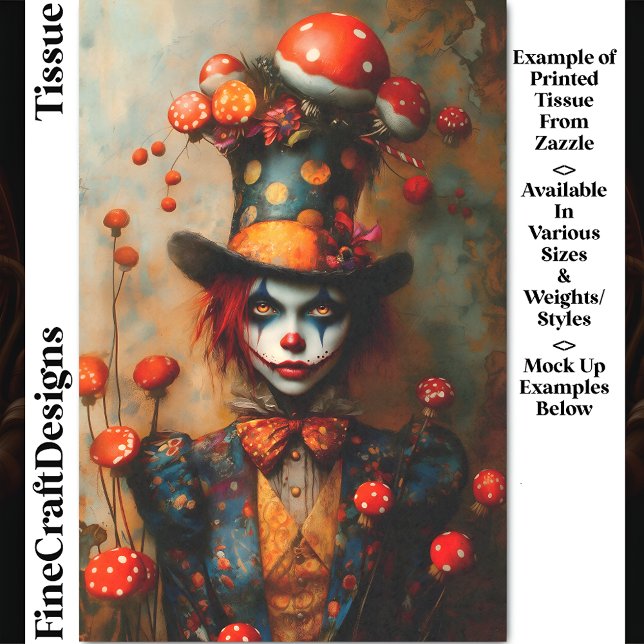 Papier Mousseline Mad Hatter Style Circus Character DW4A Decoupage (Créateur téléchargé)