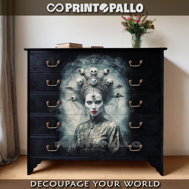 Papier Mousseline Madame Skull, reine gothique des os (Créateur téléchargé)