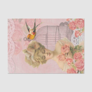 Papier Mousseline Madame victorienne vintage et Birdcage.