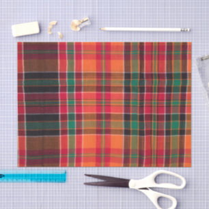 Papier Mousseline Madras moderne Plaid Orange Green Carré Motif