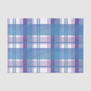 Papier Mousseline Madras Plaid Blue et Purple