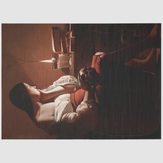 Papier Mousseline Magdalene avec la flamme fumante, La Tour (Recto)