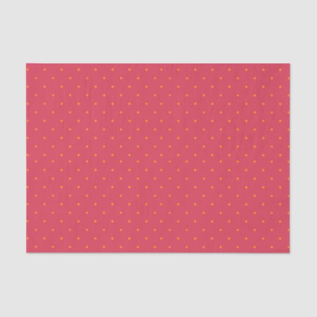 Papier Mousseline Magenta Rouge Rose Avec Poisson D'Or Orange Spots (Recto)