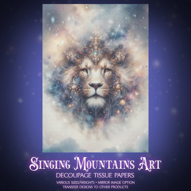 Papier Mousseline Magical Fantasy Lion Decoupage (Créateur téléchargé)