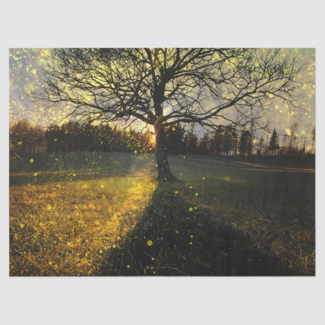 Papier Mousseline Magical fireflies dreamy landscape (Recto)