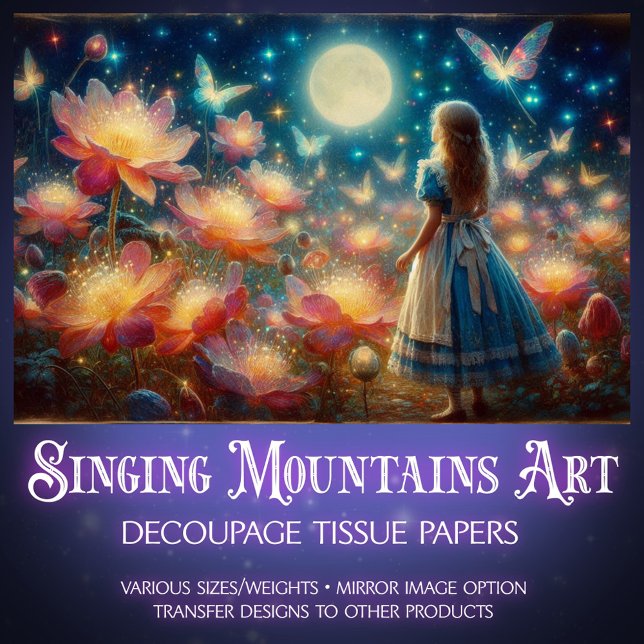 Papier Mousseline Magical Moonlight Firefly Garden Alice Decoupage (Créateur téléchargé)