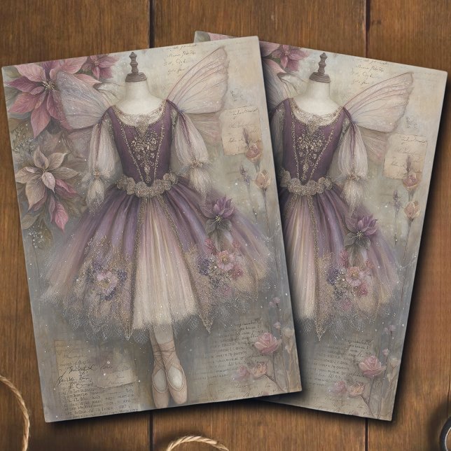 Papier Mousseline Magical Sugar Plum Fairy Ballerina Art Decoupage (Créateur téléchargé)