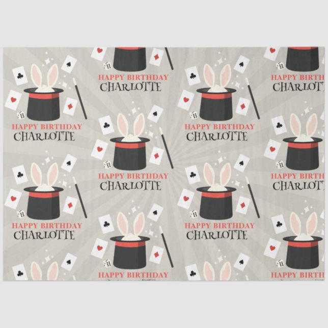 Papier Mousseline Magicien Show Magicien Enfants Anniversaire Nom pe (Recto)