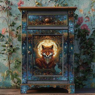 Papier Mousseline Magique Renard celtique Moonlit Folk Art Découpage