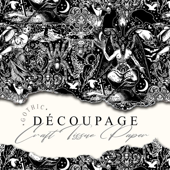 Papier Mousseline Magique Scrapbook artisanal Découpage Baphomet got (Enjoy the mystical and the magical with this witchy Baphomet Gothic Tissue Paper.)