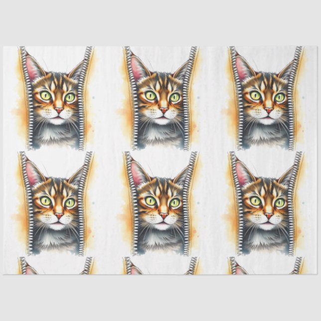 Papier Mousseline Magnifique Aquarelle Populaire Collection de chats (Recto)