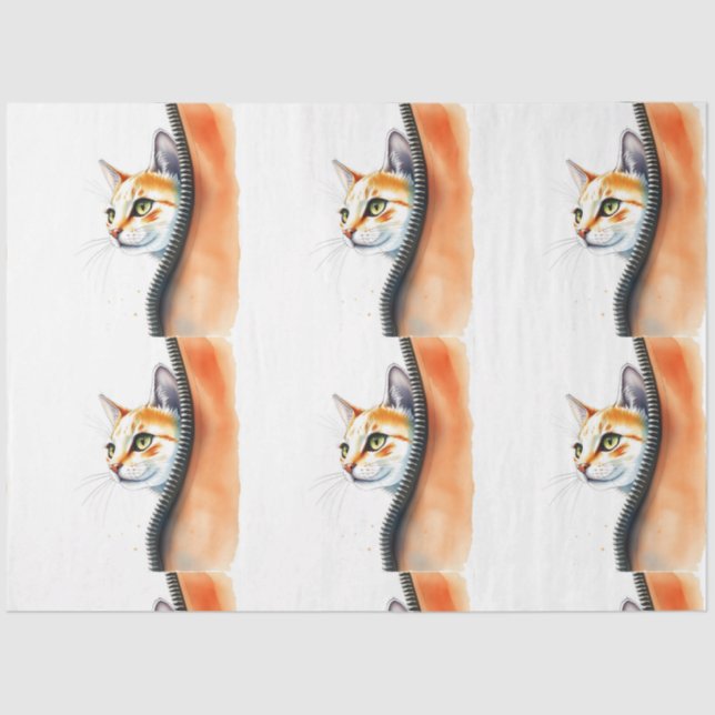Papier Mousseline Magnifique Aquarelle tendance Collection de chats (Recto)