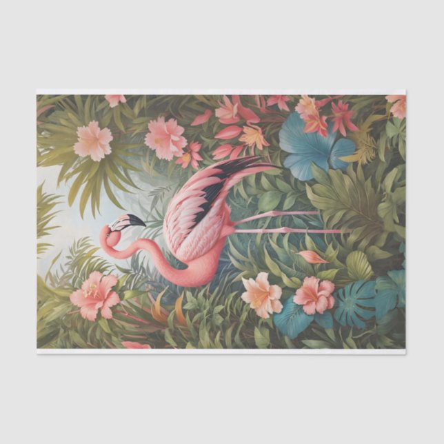 Papier Mousseline Magnifique oiseau de Flamant rose rose tropical (Recto)
