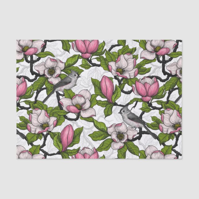 Papier Mousseline Magnolia en floraison et tireur (Recto)