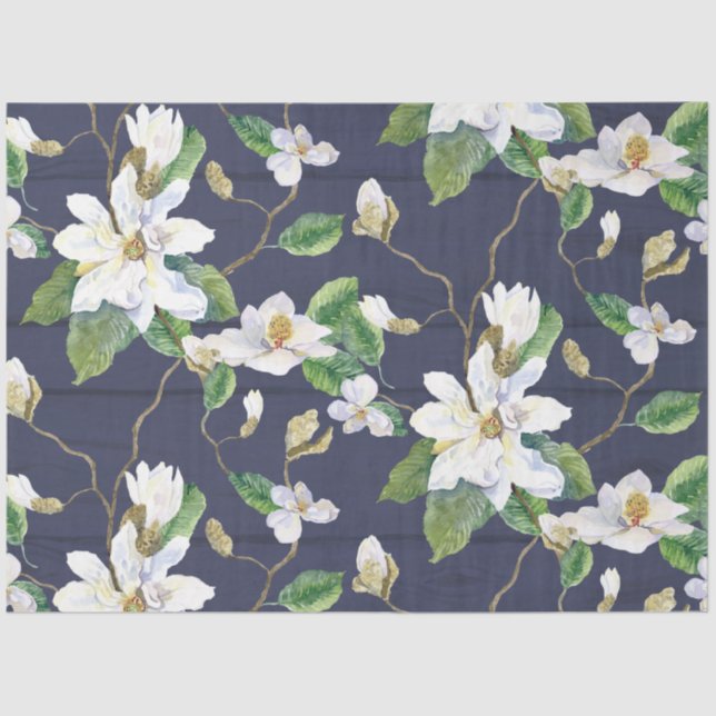 Papier Mousseline Magnolia Floral Ferme Marine Découpage en bois (Recto)