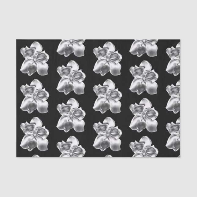 Papier Mousseline Magnolias métalliques sur papier de tissu (Recto)