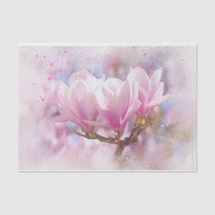 Papier Mousseline Magnolias roses au milieu d'un Arrière - plan chat