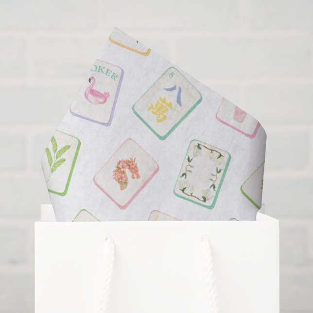 Papier Mousseline Mahjong d'été austral en aquarelle (Sac cadeau)