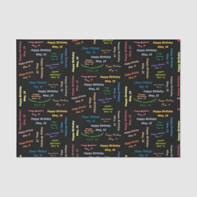 Papier Mousseline Mai, 16 Anniversaire Tissue Paper (Recto)