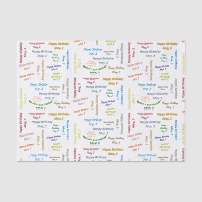 Papier Mousseline Mai, 2 Anniversaire Tissue Paper (Recto)