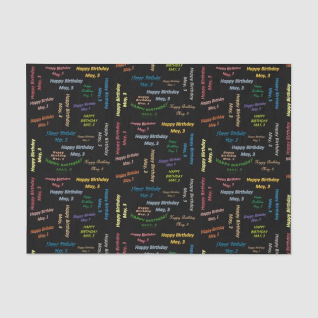 Papier Mousseline Mai, 3 Anniversaire Tissue Paper (Recto)